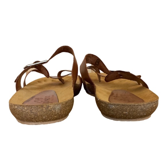 YOKONO Women’s Brown Strappy Leather Flat Sandals Slides Made in Spain 8 - Picture 5 of 8